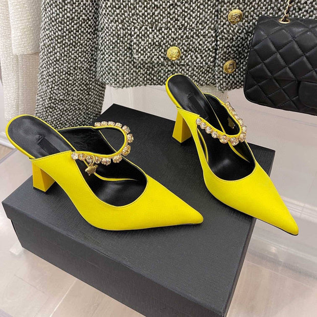 Female Silk Pointed Slippers, pointed slippers, silk slippers