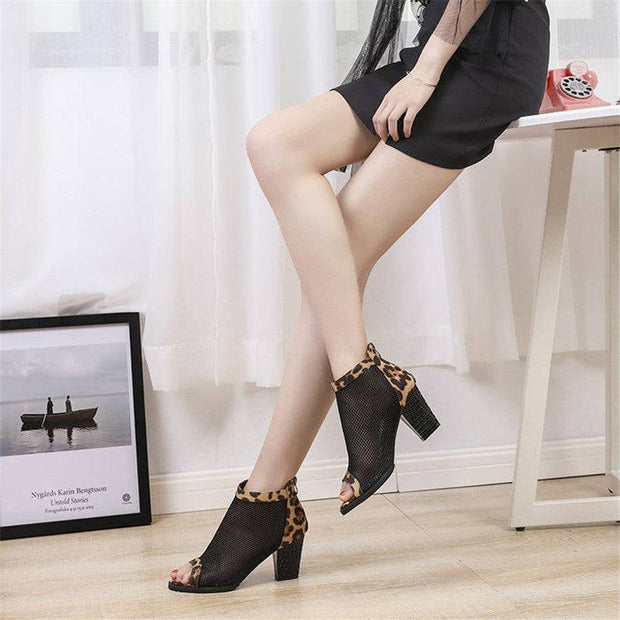 Thick leopard female sandals, leopard sandals, female sandals 