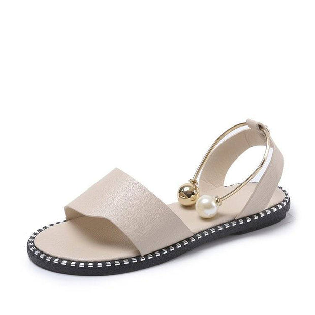 Female pearl buckle sandals, buckle sandals, female pearl