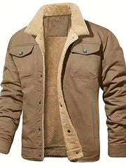 Stylish Classic Men's Lapel Collar Coat For Winter, Men's Outfits