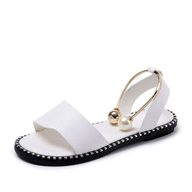 Female pearl buckle sandals, buckle sandals, female pearl